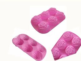 6pcs Set Roses Flower Silicone Cake Mould Cake Tool Heart Gelatin Soap Jelly Mould Food Grade Case Kitchen Tools