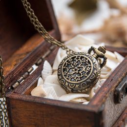 New small lucky star pocket watch Quartz 27MM necklace vintage accessories wholesale Korean sweater chain fashion watch hanging watch