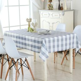 Fyjafon Tablecloth waterproof Plaid Printed Table Decor Cloth Cotton/Linen Blue Green Table Cover 130*130/130*180/140*200 T200707