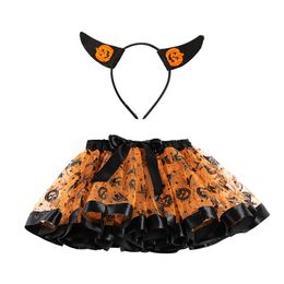 The new children's clothing golden wings dot children skirt girls tutu skirt printed Halloween tutu girl's dress