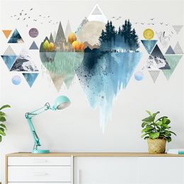 Nordic ins style Triangle Dreamy Mountain Wall Stickers Living room Bedroom Vinyl Decals Creative Home Decor 220217