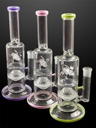 12 Inch Multiple Colour to Choose Glass Hookah Oil Dab Rig Water Bong with Honeycomb Philtres Smoking Pipe