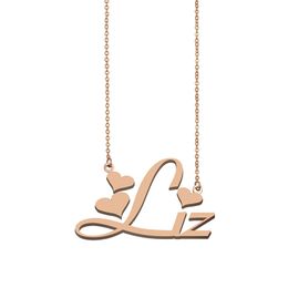 Liz name necklaces pendant Custom Personalized for women girls children best friends Mothers Gifts 18k gold plated Stainless steel