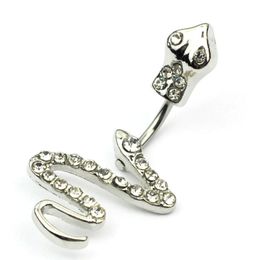 Snake Navel Ring Anti Allergy Stainless Steel Belly Button Rings CZ Navel Bar for Men and Women