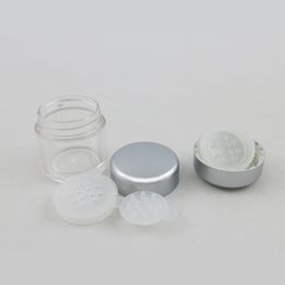 Mini 5g Clear Plastic Jar 5ml powder case with 12 Holes Silver Cap Cosmetic Makeup Cream Powder Sample Box 300pcs