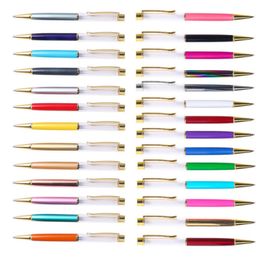 27 Colors DIY Empty Tube Ballpoint Pens Metal Pen Self-filling Floating Glitter Dried Flower Crystal Pen Student Writing Gift Favors