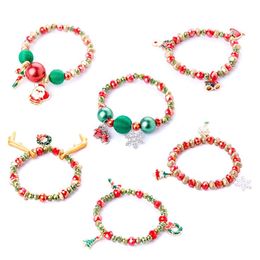 Christmas 6 styles kids Jewellery Charm Bracelet Happy Christmas Deer Tree Snowflake Bracelet Jewellery Ring gift