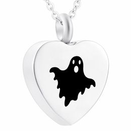 Cremation Urn Heart Pendant for Halloween Ghost Memorial Jewelry Stainless Steel Keepsake Necklace With Fill Kit