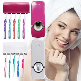 Toothbrush Holder Bathroom Accessories Set Automatic Toothpaste Dispenser Wall Mount Rack Organiser 211222