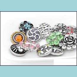 Charm Bracelets Jewellery Whole 100Pcs Lot Bk Lot Mix Styles Ginger Fashion 18Mm Metal Rhinestone Diy Snaps Button Snap Brand Dr264Q