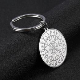 10Pcs/Set Vegvisir Viking Compass Norse Runes Key Chain Talisman Amulet Stainless Steel Keyring Holder Women Men Pendant for Bag