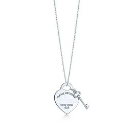 silver return gifts UK - Please Return to New York Heart Key Pendant Necklace Original 925 Silver Love Necklaces Charm Women DIY Charm Jewelry Gift Clavicle Chain H1221