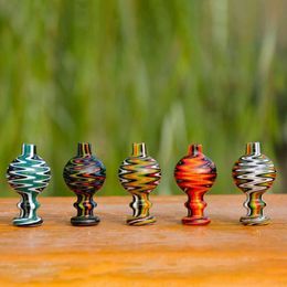 Newest 30MM Colourful Pyrex Glass Bong Smoking Portable Accessories Handmade Cover Carb Cap Bubble Ball Top Oil Rigs Wig Wag DHL Free