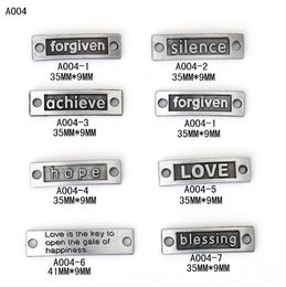 DIY Bracelet accessories silence forgiven hope LOVE achieve blessing guitar Eight trigrams Alloy retro Silver Letter Bracelet accessories