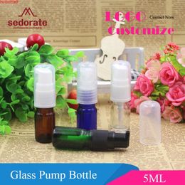 Sedorate 50 pcs/Lot Mini Vial 5ML Glass Pump Bottles For Cosmetic Cream Lotion Amber Containers Refillable Bottle YM023good product