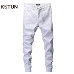 Skinny Jeans Men Solid White Mens Jeans Brand Stretch Casual Men Fashioins Denim Pants Casual Yong Boy Students Trousers Size 42 201223