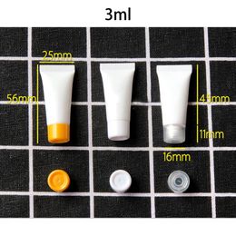 3ml White Lipgloss Bottle 3g Refillable Plastic Cosmetic Cream Lotion Tube Containers Empty Travel Bottles Free Shipping