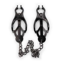 Nxy Sex Adult Toy Bdsm Metal Nipple Clamps Clips Breast Clitoris Labia Torture Play with Chain Steel Bondage Toys for Women 1225