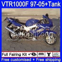 Body +Tank For HONDA SuperHawk VTR1000F 97 98 Dark blue hot 02 03 04 05 56HM.95 VTR1000 F VTR 1000 F 1000F 1997 2002 2003 2004 2005 Fairing