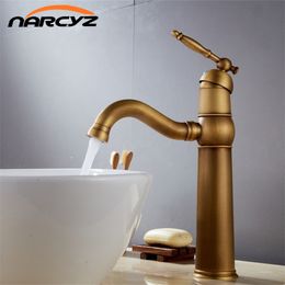 Europen style antique Deck Mounted Single Handle Bathroom Sink Mixer Faucet Antique bronze high quality Hot and Cold Wate AF1011