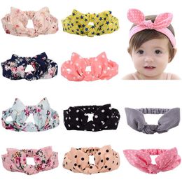 2020 Baby Girls Headbands Floral print Kids Elastic Bunny Ear hairbands headwear Children Hair Accessories Twist Knot Bands