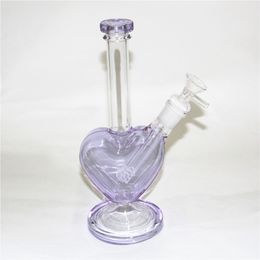 9" purple heart shape glass Beaker Bong Hookah Glass Water Pipe Dab Rigs With 14mm Downsteam And Bowl quartz banger nail