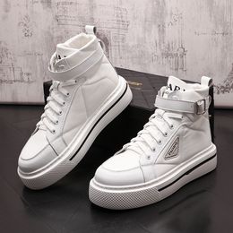 Sonbahar Yeni Erkekler Çizmeler Sneakers Rahat Ayakkabılar Eğitmenler Hip Hop Yüksek Yükseklik Yüksekliği Artan Ayakkabı Zapatillas Hombre