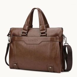 Briefcases Men Business Laptop Bag PU Leather Hand Briefcase Large Capacity Male Shoulder Cross Body Travel Handbag Bags Man Tote Pack1