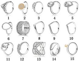 Designer Jewelry 925 Silver Wedding Ring Bead fit Pandora Round Heart Bee Fashion Wedding Couple Cubic Zirconia Diamonds European Style Rings Birthday Ladies Gift
