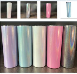 New Stainless Steel Sublimation Sublimation Tumblers Glittering Vacuum Insulate Mug Straight Cup Bottle By Sea HH21-35