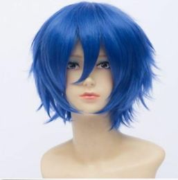 Fashionable Fluffy Straight Short Hair Universal Blue Cosplay Wig