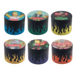 Latest Colourful Flame Black 50MM Dry Herb Tobacco Grind Spice Miller Grinder Crusher Grinding Chopped Hand Muller Cigarette Smoking DHL Free