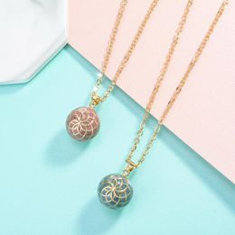 20mm Blue Pink Flower Ball Harmony Ball Musical Pendant Angel Caller Bola Necklace For Baby Pregnancy Jewelry Gift Idea