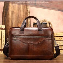 Briefcases MAHEU High Quality Leather With Shoulder Strap Luxury Designer Messenger Bag Crossbody Business Handbag For 15 " PC1