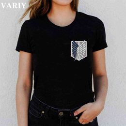 Fashion Japanese Anime Attack on Titan T Shirt Women Cartoon Summer T-shirt Cool Casual Tshirt Graphic Hip Hop Top Tees Female G220310