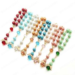 Angel baptism Favours glass pearl more Colour communion Favours recuerditos para bautizo finger rosaries christening Favours