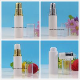 5ML white plastic airless bottle with silvergold pump transparent lid for lotion emulsion/serum/eye essence/toner skin care