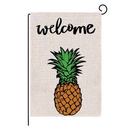 printed banner sizes NZ - DHL Summer Garden Flag Fruit Gnomes Double Size Printed Flax Outdoor Decorative Hanging Welcome Summer Season Banner 32*47CM SN6394