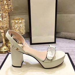 Platform high heels leather golden sandals with metal buckles fashion ladies dress shoes beautiful wedding shoes