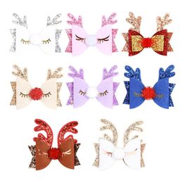 INS Christmas girls hair clips sequin hair bows baby BB clip Cartoon kids barrettes cute designer hair accessories baby hairpin