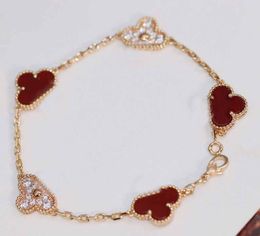 2021 Luxurious quality red agate and diamond for women charm bracelet party Jewellery gift Hot sale free shipping PS3442