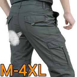 Multi Pocket Cargo Work Breathable Quick Dry Army Men Pants Casual Summer Loose Military Tactical Trousers Cross-pants 201113