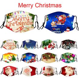 DHL/UPS Fashion Christmas Masks Deer Printed Xmas Face Masks Anti Dust Snowflake Christmas Mouth Cover Washable Reusable With Masks Filters