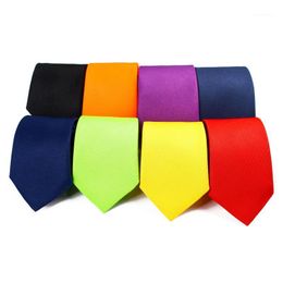 Neck Ties Linbaiway 8cm Wide Necktie Solid for Men Wedding Polyester Yellow Tie Man Business Bowtie Shirt Accessories Custom 1