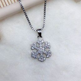 Snowflake Necklaces Silver Jewelry Zircon Chain Choker Collares CZ Zircon necklace