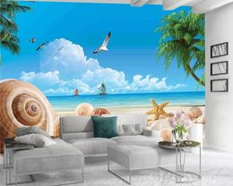 3d Bedroom Wallpaper 3d Digital Print Wallpaper Starfish and Shells Beautiful Romantic Landscape Decorative 3d Mural Wallpaper