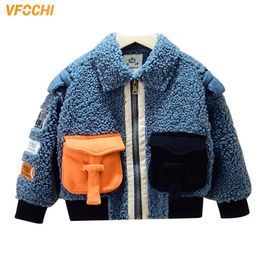 VFOCHI 2020 New Boys Wool Coat Fashion Jacket Autumn Winter Warm Kids Windproof Coat Children Clothing Boys Wool Coat Outerwear LJ201202