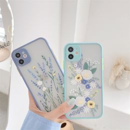Luxury 3D Relief Flower Cell Phone Cases For iPhone 11 Pro Max X XR XS Max 7 8 Plus SE2020 Soft Bumper Transparent Matte PC Back Cover