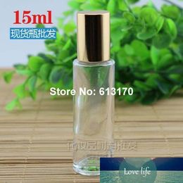 Sample Bottles Perfume Roller Glass 30pcs 15ml 1/2oz Gold Lid Clear Steel Head Ball Roll On Darfur All Vials Portable Empty