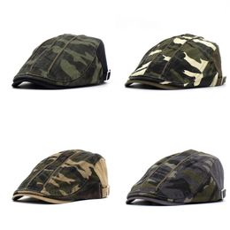 Camouflage Retro Fabric Art Cap Man Men Female Autumn Outdoor Sports Hat Adjustable Beret Fashion Sunshade Warm 13mh N2